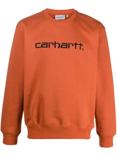 Carhartt Long-sleeved Logo Sweater In Orange