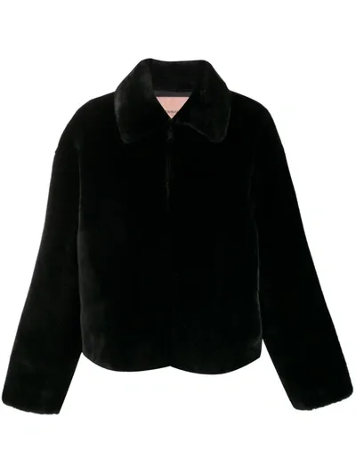 Twinset Faux Fur Jacket In Black