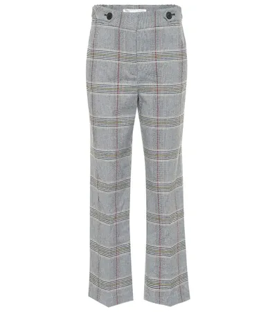 Veronica Beard Isley Cropped Prince Of Wales Checked Cotton-blend Straight-leg Pants In Blue Multi