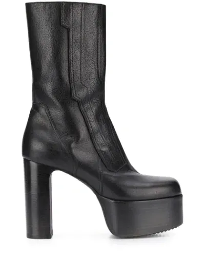 Rick Owens Platform Heeled Boots In Black