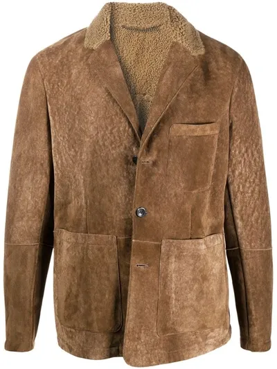 Ajmone Corduroy Fitted Blazer In Brown