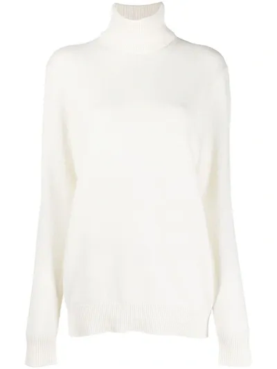 Dolce & Gabbana Slim Knit Wool Turtleneck Sweater In White