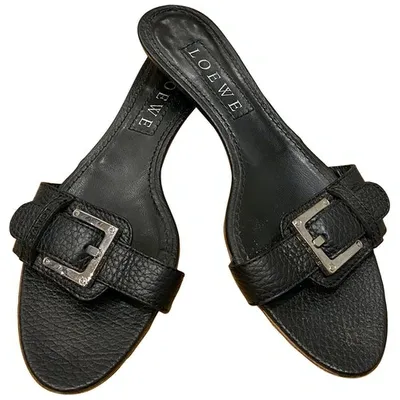 Pre-owned Loewe Leather Mules In Black