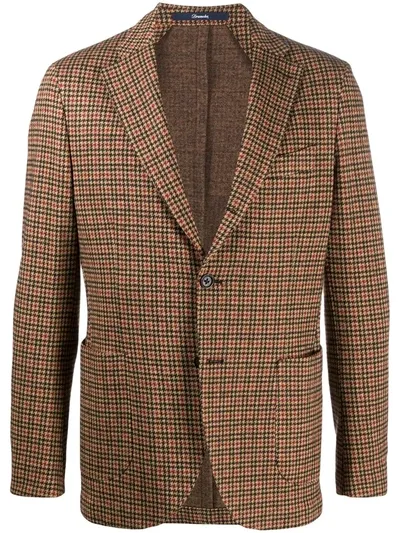 Drumohr Check Single-breasted Blazer In Neutrals