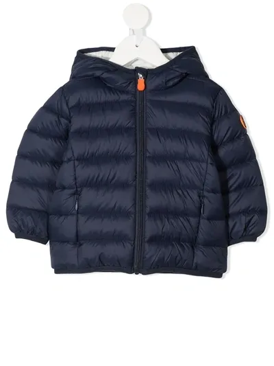 Save The Duck Babies' Logo-patch Zip-up Padded Jacket In Blue 1