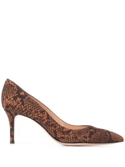 Gianvito Rossi Snakeskin-effect Pumps In Brown