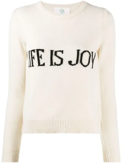 Alberta Ferretti "life Is Joy" Eco-cashmere Cropped Sweater In Neutrals