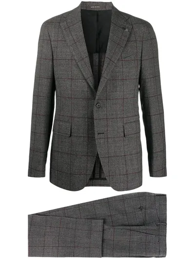 Tagliatore Checked Two-piece Suit In Grey