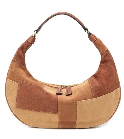 Staud Women's Sasha Patchwork Suede Shoulder Bag In Brown