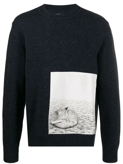 Jil Sander Fox Print Jumper In Blue