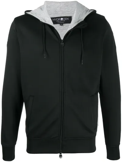 Hydrogen Contrast-lining Hooded Jacket In Black