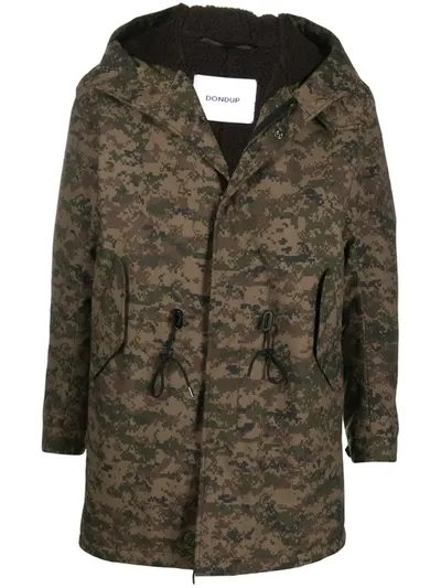 Dondup Digital Camouflage Print Parka In Green