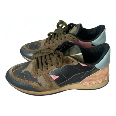 Pre-owned Valentino Garavani Rockrunner Trainers In Khaki