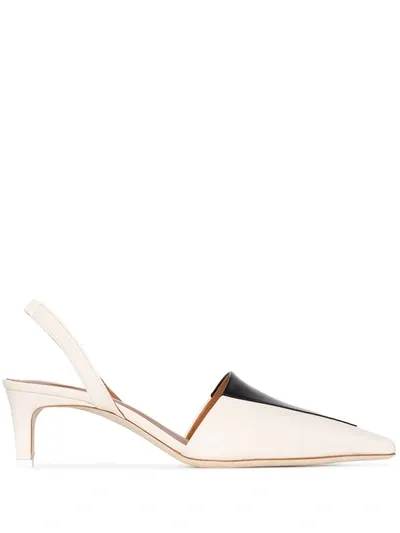 Rejina Pyo Neutral Carina 50 Two Tone Slingback Leather Pumps In Neutrals