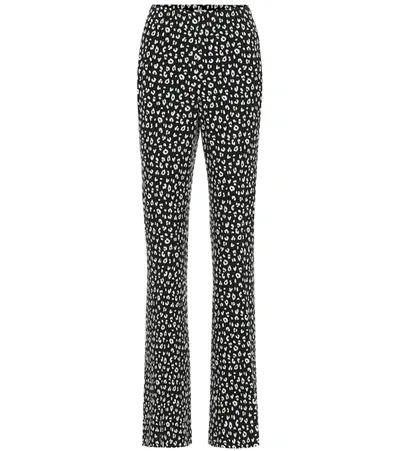 Miu Miu Printed Jersey Straight Pants In Black