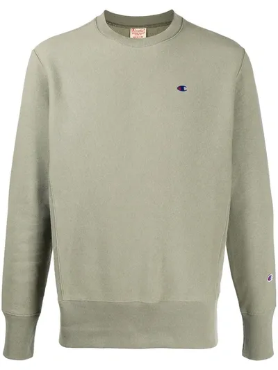 Champion Crew Neck Logo Sweatshirt In Green