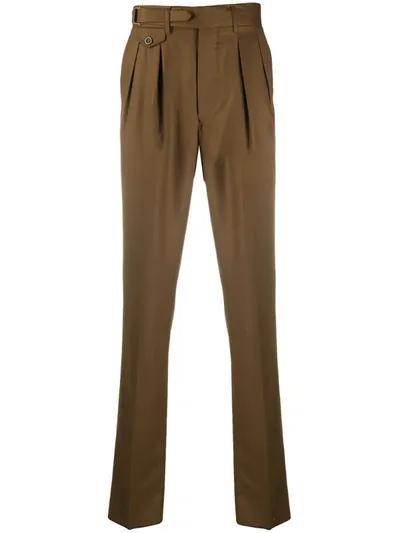 Lardini Pleated Slim Chinos In Brown