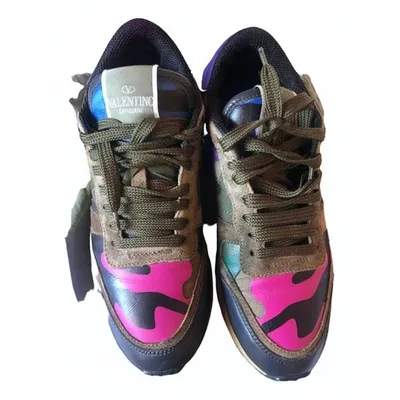 Pre-owned Valentino Garavani Leather Trainers In Multicolour