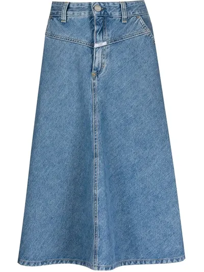 Closed High Waisted Denim Skirt In Blue