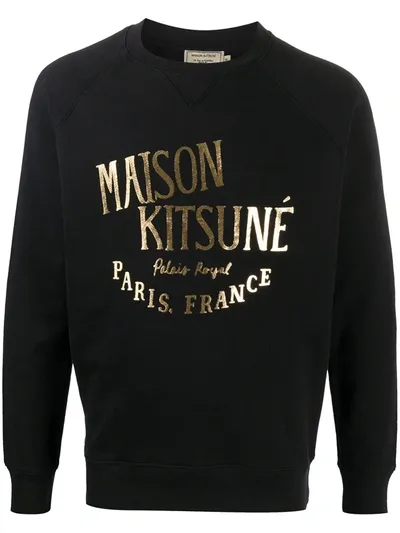 Maison Kitsuné Metallic Print Sweatshirt In Black