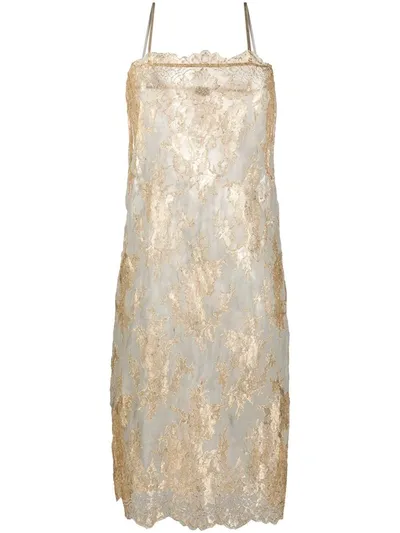 Dolci Follie Metallic Slip Dress In Gold