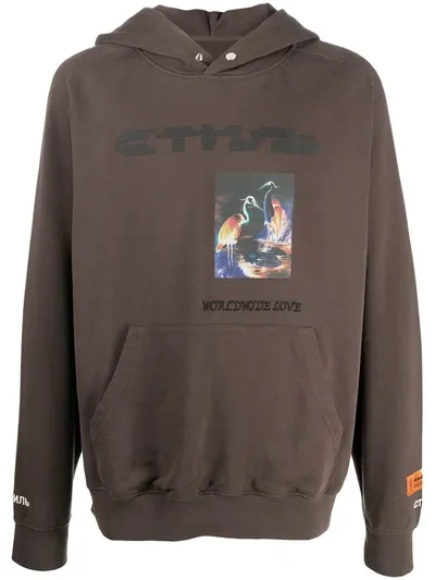 Heron Preston Abstract Print Hoodie In Grey