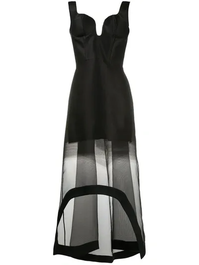 Alexander Mcqueen 'noshade' Sweetheart Neck Wool-silk Organza Dégradé Dress In Black