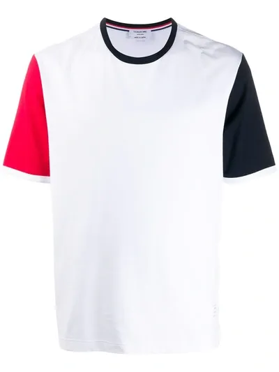 Thom Browne Colour-block Short-sleeved T-shirt In White