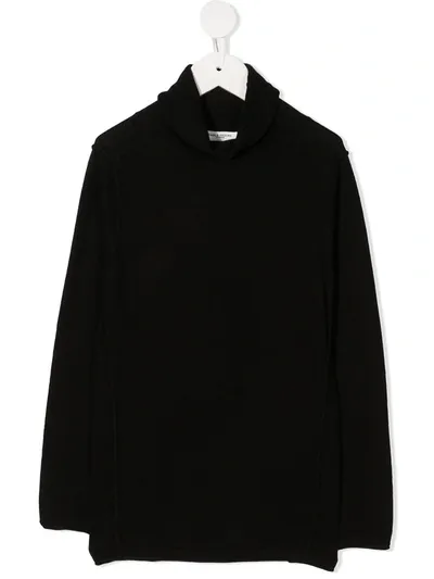 Paolo Pecora Teen Long-sleeve Roll Neck Jumper In Black