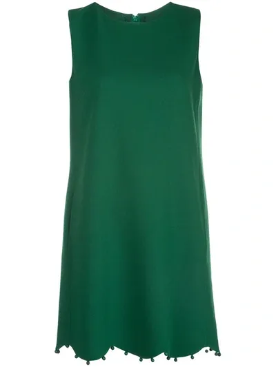 Oscar De La Renta Scalloped Hem Mini Dress In Green