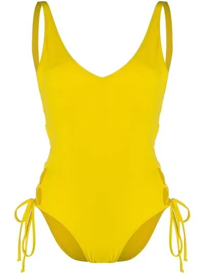 Sian Swimwear Sian Lace-up Swimsuit In Yellow