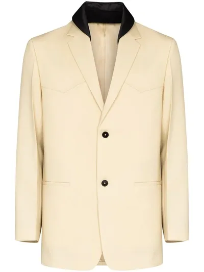 Jil Sander Contrast-collar Blazer Jacket In Neutrals