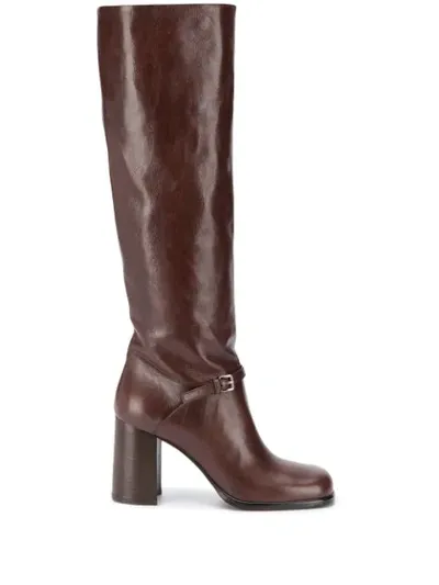 Miu Miu 95mm Square-toe Boots In Brown