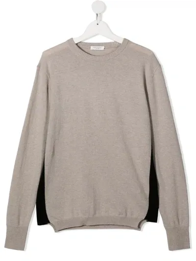 Paolo Pecora Teen Contrast Panelling Knit Jumper In Neutrals