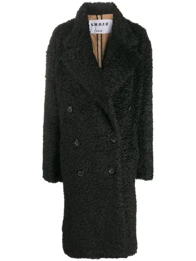 Sword 6.6.44 Faux Shearling Coat In Black