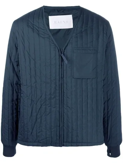 Rains Liner Vertical Quilted Jacket In Blue