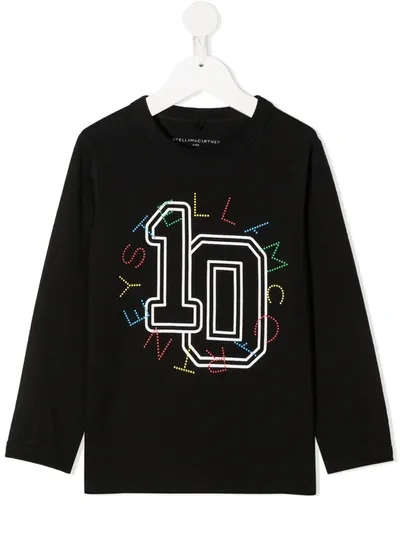 Stella Mccartney Kids' Logo Print Long-sleeve T-shirt In Nero