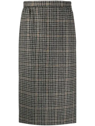 Maison Margiela Women's Check Wool Pencil Skirt In Grey