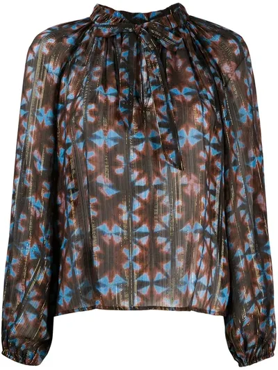 Ulla Johnson Luna Tie-dye Silk Blouse In Blue