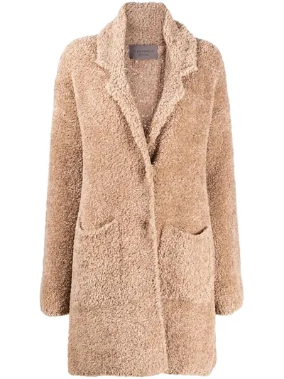 D-exterior Single Breasted Teddy Coat In Neutrals