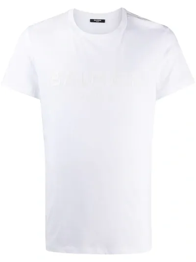 Balmain Logo Lettering T-shirt In White