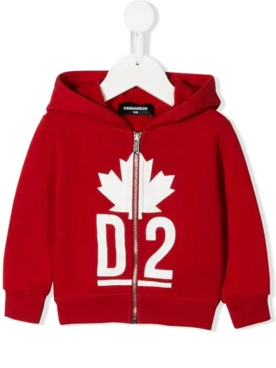 Dsquared2 Babies' Maple Leaf Print Hoodie In Red