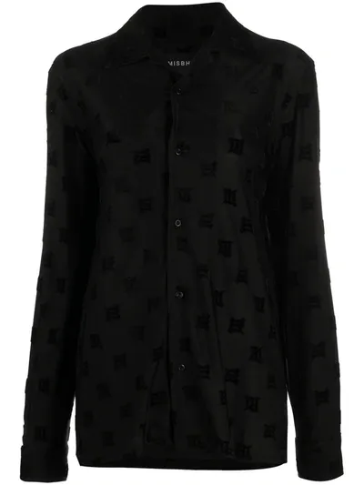 Misbhv Velour Monogram Oversized Shirt In Nero