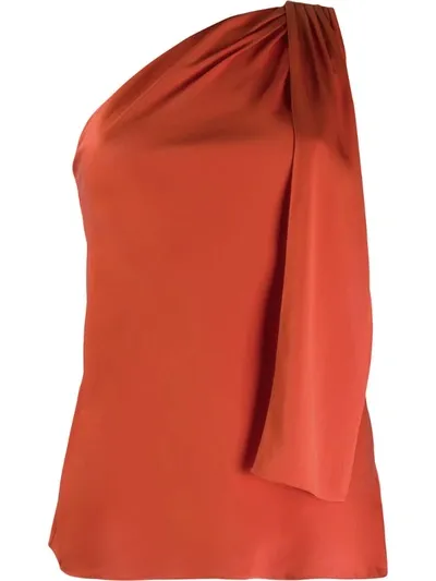 Theory Asymmetric Draped Blouse In Orange