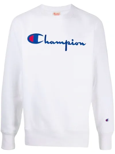 Champion Embroidered Logo Sweatshirt In White