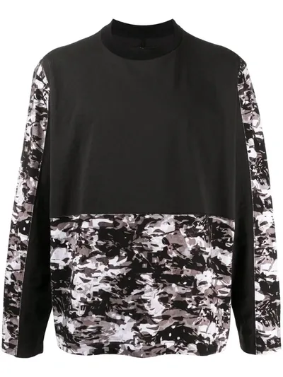 White Mountaineering Camouflage Colour-block Sweatshirt In Black