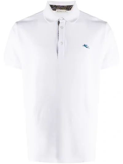 Etro Embroidered Logo Cotton Polo Shirt In White