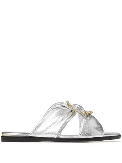 Jimmy Choo Neda Twist-strap Sandals In Silver