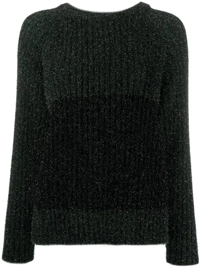 Sara Lanzi Metallic Contrasting Panel Jumper In Black