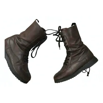 Pre-owned Hogan Leather Biker Boots In Brown